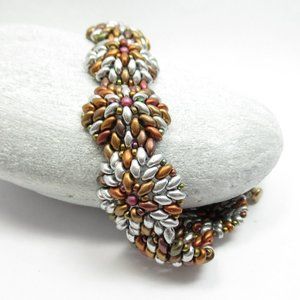 Hand woven Metallic Medallion bracelet